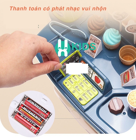 Đồ chơi quầy siêu thị bán hàng kem có âm thanh và ánh sáng gồm 33 chi tiết cỡ lớn cho bé