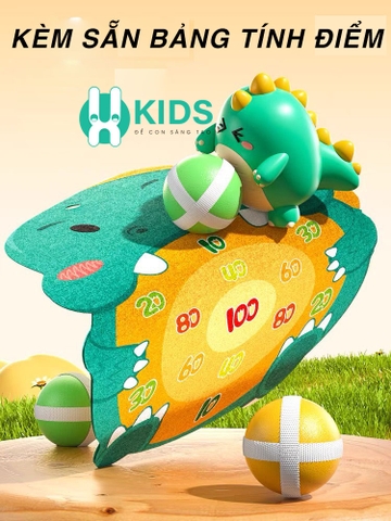 Đồ chơi súng bắn bóng nhựa dính hình khủng long cute kèm bảng phi tiêu tính điểm vui nhộn giải trí giảm stress cho bé