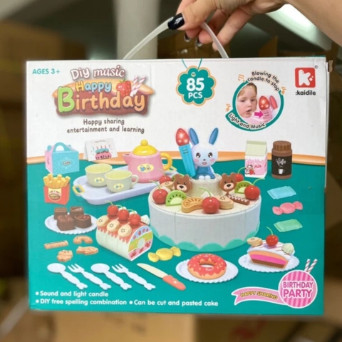 Bộ Đồ Chơi Cắt Bánh Sinh Nhật 85 Chi Tiết Có Đèn Nhạc Cho Bé
