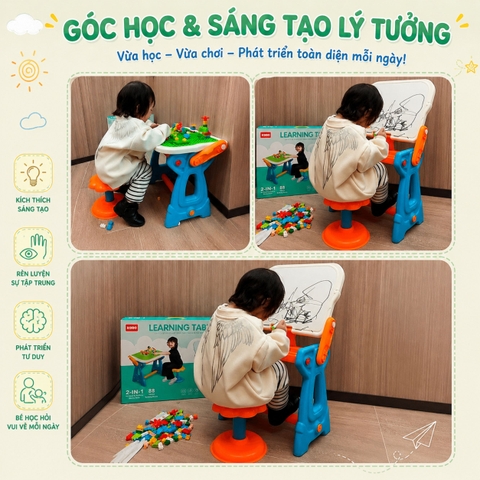 BÀN HỌC ĐA NĂNG 2IN1 CHO BÉ – Bàn Học Và Xếp Hình 2 Trong 1 88 Chi Tiết Cho Bé