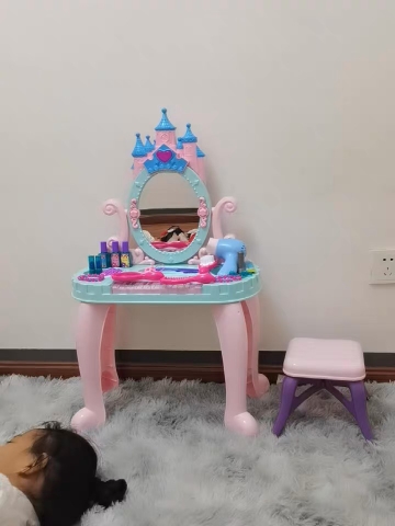 Đồ chơi bàn ghế trang điểm lâu đài công chúa cỡ lớn kết hợp đàn piano cho bé gái kèm máy sấy điện có đèn nhạc