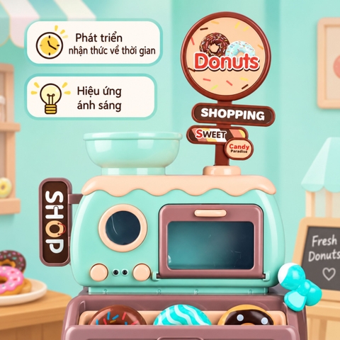 Bộ Đồ Chơi Cửa Hàng Bánh Donut 34 Chi Tiết Có Đèn Nhạc Cho Bé – Mã 777-8