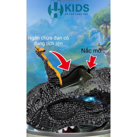 Bộ Đồ Chơi Đầu Khủng Long Phun Viên Hạt Nước Siêu Hot Siêu Ngầu Vui Nhộn Có Đèn Và Nhạc Cho Bé