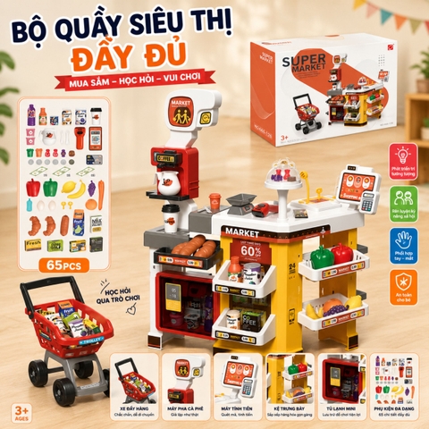 QUẦY SIÊU THỊ MINI 48 CHI TIẾT, 65 CHI TIẾT – BÉ CHƠI CẢ NGÀY KHÔNG CHÁN 😍