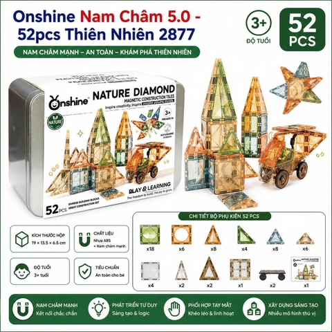 Onshine Nam Châm 5.0 - 52pcs 2877 - Nam Châm Ánh Sáng (2 Màu) Cho Bé
