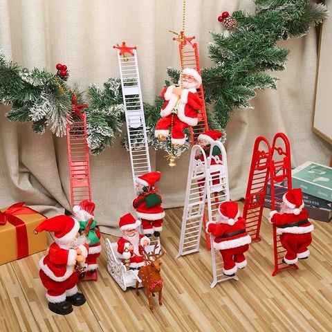 Đồ chơi ông già Noel leo dây, lộn nhào, leo thang, chui ống khói, chơi nhạc cụ, vác quà - Đồ chơi Noel vui nhộn cho bé