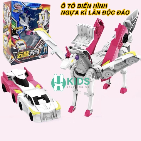 Đồ chơi xe ô tô va chạm biến hình robot ngựa kì lân unicorn siêu độc đáo cho bé