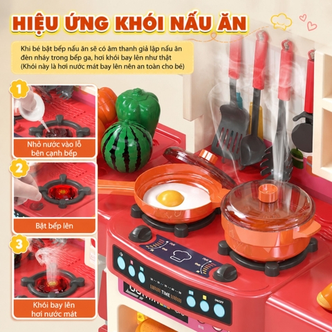 Đồ Chơi Nhà Bếp Cho Bé Cỡ Lớn 48 Chi Tiết Có Vòi Nước, Đèn Âm Thanh – Mẫu Mới Nhất 2025