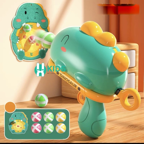 Đồ chơi súng bắn bóng nhựa dính hình khủng long cute kèm bảng phi tiêu tính điểm vui nhộn giải trí giảm stress cho bé