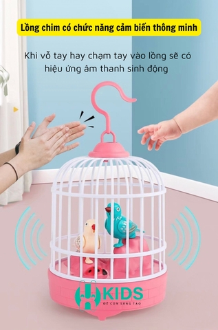 Đồ Chơi lồng chim hót có thể nhại lại tiếng giọng nói, cảm ứng tiếng vỗ tay có đèn nhạc cực vui cho bé
