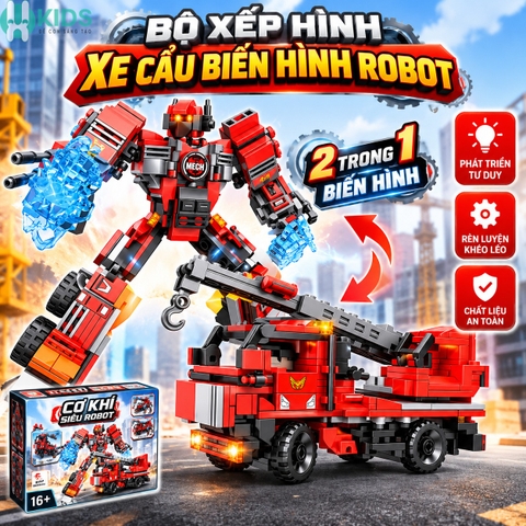 Bộ Lắp Ghép Xe Cẩu Biến Hình Robot 2in1