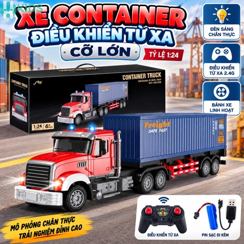 Xe Container Điều Khiển Từ Xa Cỡ Lớn Có Đèn Tỷ Lệ 1:24