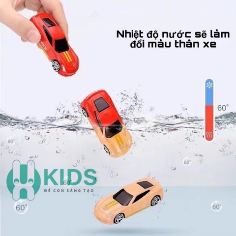 Bộ đồ chơi rửa xe ô tô thông minh đổi màu theo nhiệt độ có đèn và âm thanh sống động cho bé siêu thú vị