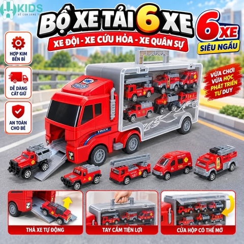 Xe Tải Chở 6 Xe Ô Tô Hợp Kim Có Hộp Trưng Bày