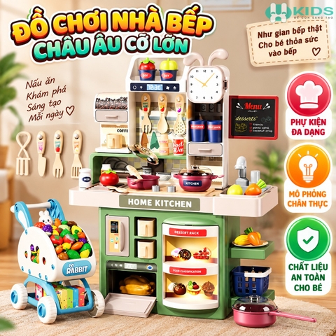 Bộ Đồ Chơi Nhà Bếp Cỡ Lớn Cho Bé – Tủ Lạnh, Lò Nướng, Bồn Rửa Và Nhiều Phụ Kiện