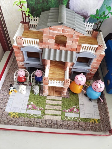 Đồ chơi lắp ráp xây nhà gạch mini mô phỏng như thật cho bé nhập vai thợ hồ kĩ sư xây dựng có sẵn dụng cụ, xi măng