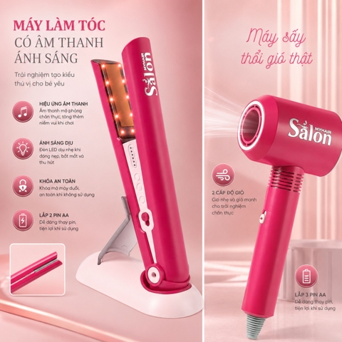 Bộ Đồ Chơi Làm Tóc Cho Bé Hair Salon 23 Chi Tiết Kèm Máy Sấy Và Máy Duỗi Tóc