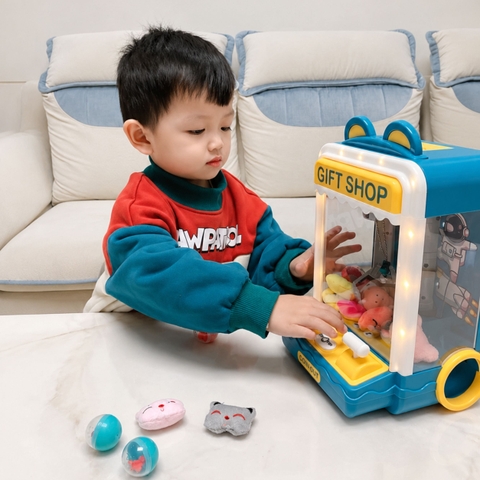 Máy Gắp Thú Mini Claw Machine Cho Bé Kèm Nhạc Và Đèn – Đồ Chơi Gắp Thú Có Kẹo Gashapon, USB Sạc, Nhiều Mẫu Cute