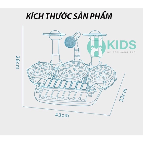 Đồ chơi trống kết hợp phím đàn piano kèm mic hát cho bé, bộ nhạc cụ giáo dục sớm cho bé từ 6 tháng - 5 tuổi