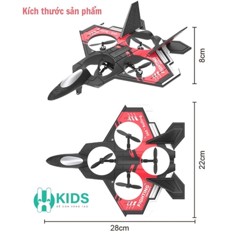 Đồ chơi Máy bay chiến đấu điều khiển từ xa 2.4G có thể nhào lộn xoay 360 kèm pin sạc 4 cánh quạt siêu bền bỉ cho bé