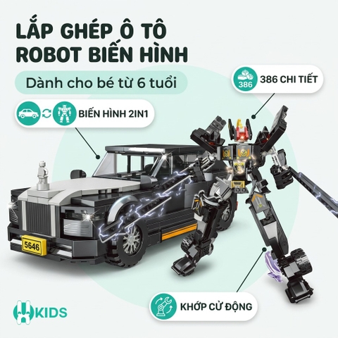 Bộ Lắp Ghép Ô Tô Biến Hình Robot 2in1 386 Chi Tiết – Mã 612