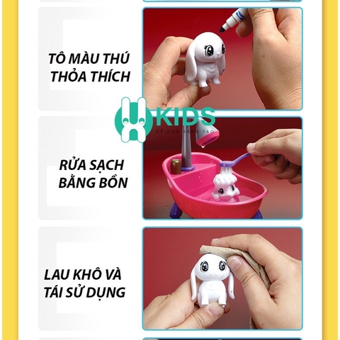 Đồ chơi tô màu con vật có thể rửa sạch và tái sử dụng cực kì thú vị, tô tượng thú cưng sáng tạo cho bé