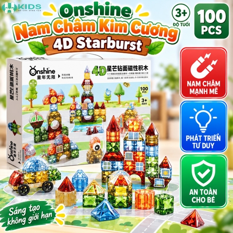 Bộ Nam Châm Kim Cương 4D Starburst Onshine 100 Chi Tiết Cho Bé
