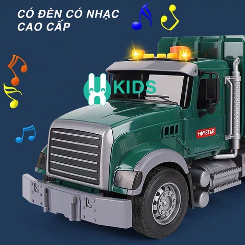 Đồ chơi mô hình xe ô tô chở rác vệ sinh cỡ lớn chạy đà cao cấp có đèn nhạc hoạt động như thật cho trẻ em