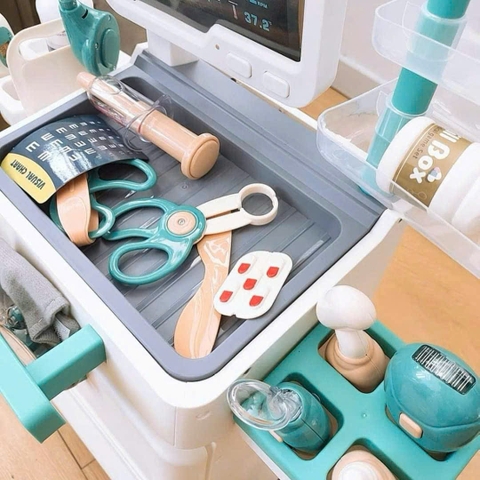 Xe Đẩy Bác Sĩ Đồ Chơi 26 Chi Tiết Size Đại Có Máy Đo Huyết Áp Cho Bé