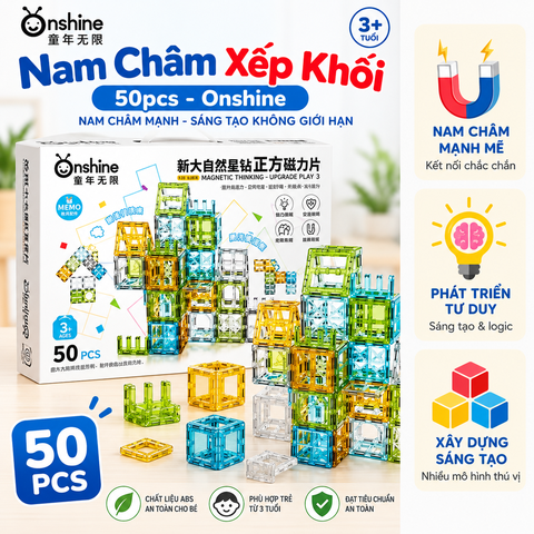Nam Châm Xếp Khối Onshine 50 Chi Tiết – Đồ Chơi Lắp Ghép Sáng Tạo Cho Bé 3+