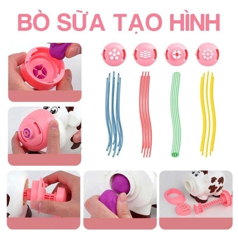 Bộ Đồ Chơi Bò Sữa Tạo Hình Đất Nặn Kèm 8 Màu Cho Bé