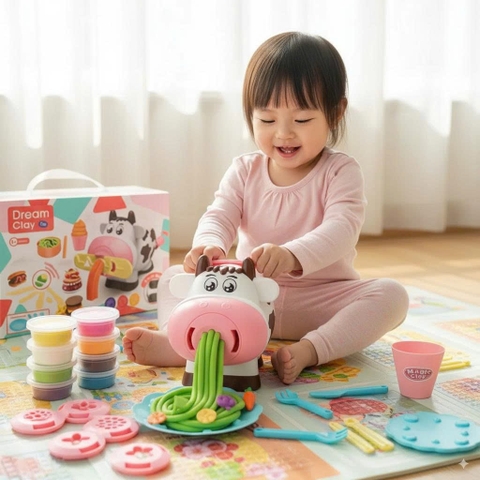 Bộ Đồ Chơi Bò Sữa Tạo Hình Đất Nặn Kèm 8 Màu Cho Bé