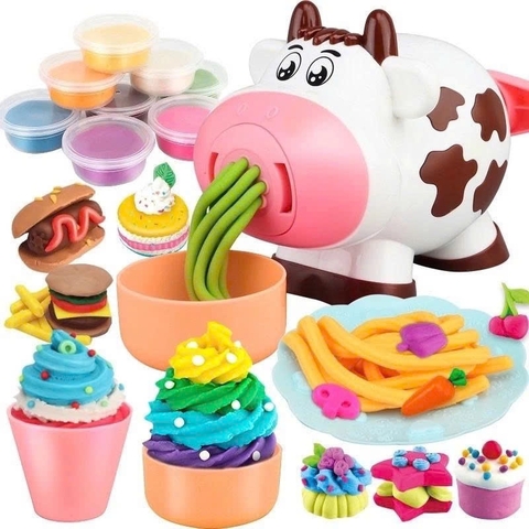 Bộ Đồ Chơi Bò Sữa Tạo Hình Đất Nặn Kèm 8 Màu Cho Bé