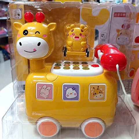 Đồ Chơi Điện Thoại Hươu Cao Cổ Cho Bé – Điện Thoại Đồ Chơi Có Nhạc Đèn, Song Ngữ Trung Anh, Xe Kéo Vui Nhộn 3+