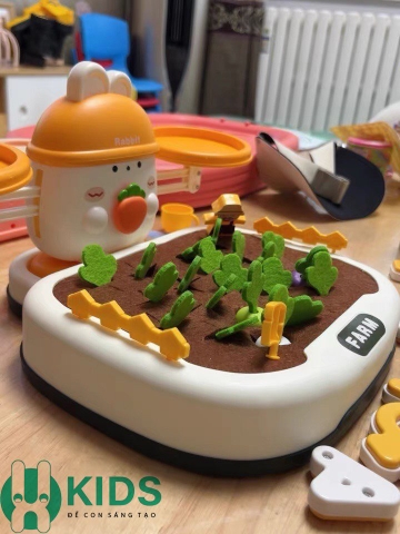 Đồ chơi nông trại toán học, thu hoạch nhổ rau củ cà rốt có bàn cân số hình thỏ giúp bé cải thiện tư duy nhanh nhẹn