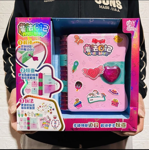Đồ chơi sách nhật ký ma thuật, hộp quà tặng bí mật vui nhộn kèm nhiều phụ kiện sticker dễ thương cho bé gái