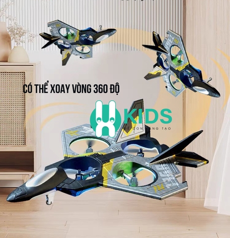 Đồ chơi Máy bay chiến đấu điều khiển từ xa 2.4G có thể nhào lộn xoay 360 kèm pin sạc 4 cánh quạt siêu bền bỉ cho bé