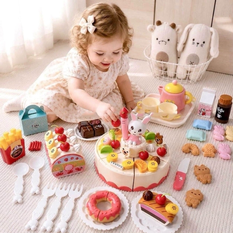 Bộ Đồ Chơi Cắt Bánh Sinh Nhật 85 Chi Tiết Có Đèn Nhạc Cho Bé