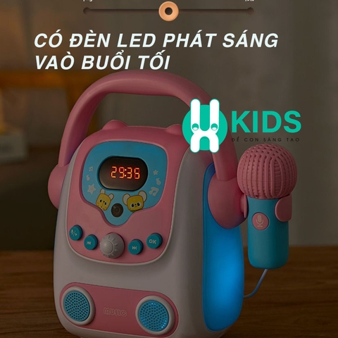 Máy Karaoke Đồ Chơi Cho Bé Kèm Micro, Loa Nghe Bluetooth 5.0 Có Ghi Âm
