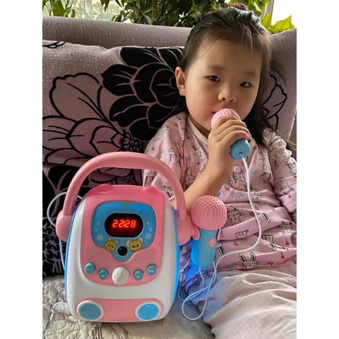 Máy Karaoke Đồ Chơi Cho Bé Kèm Micro, Loa Nghe Bluetooth 5.0 Có Ghi Âm