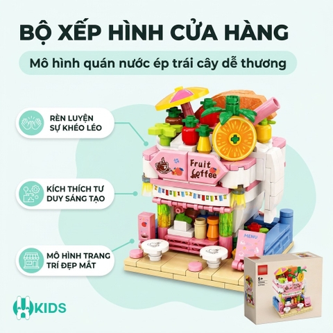 Bộ xếp hình cửa hàng nước ép trái cây 413+ chi tiết – QS08