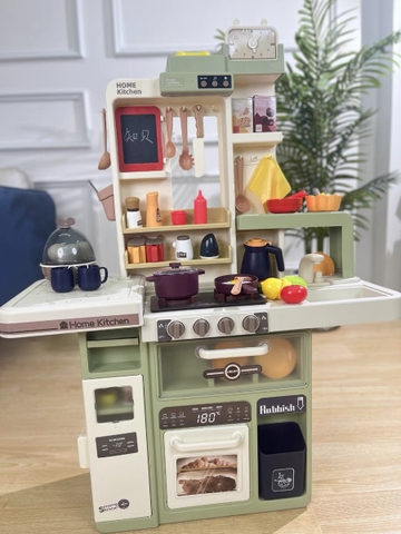 Đồ chơi nhà bếp phong cách Châu Âu cỡ lớn 88cm có đèn nhạc nồi hấp mô phỏng đồ dùng nhà bếp nấu ăn, trẻ em 2 đến 6 tuổi