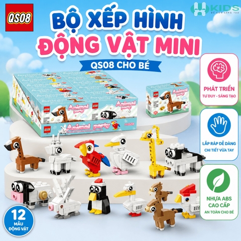 Bộ Xếp Hình Động Vật Mini QS08 Cho Bé