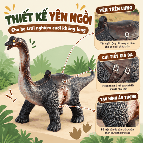 Mô Hình Khủng Long Trẻ Em Cỡ Siêu Lớn Có Yên Ngồi, Âm Thanh – 2 Mẫu