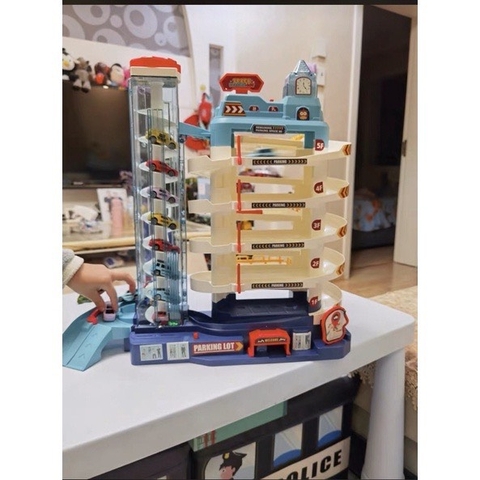 Bãi đỗ xe gara ô tô 5 tầng kết hợp đường đua có nhạc kèm sẵn 8 ô tô nhiều màu sắc cho bé