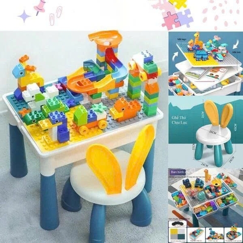 Bộ Bàn Ghế Lắp Ghép Đa Năng Kèm 81 Chi Tiết Cho Bé