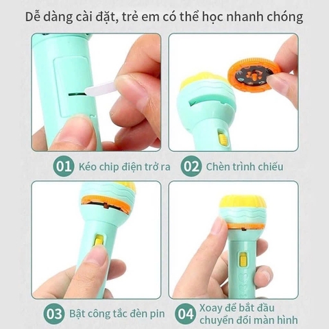 Đèn Pin Chiếu Hình Động Vật Cho Bé Kèm 3 Đĩa Hình