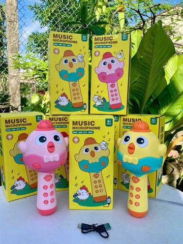 Micro Karaoke Bluetooth Cho Bé Hình Chú Gà – Micro Đồ Chơi Có Nhạc