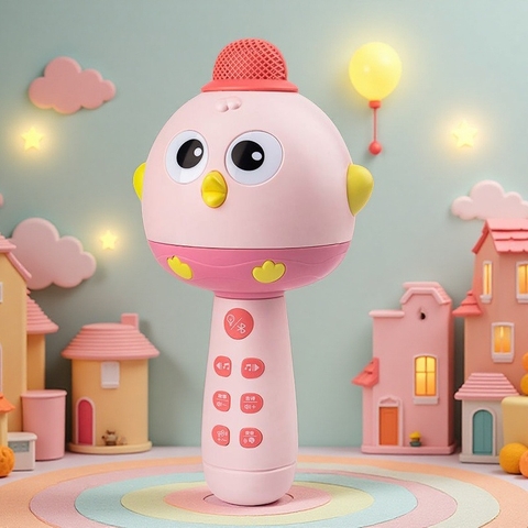 Micro Karaoke Bluetooth Cho Bé Hình Chú Gà – Micro Đồ Chơi Có Nhạc
