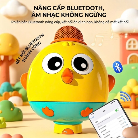 Micro Karaoke Bluetooth Cho Bé Hình Chú Gà – Micro Đồ Chơi Có Nhạc
